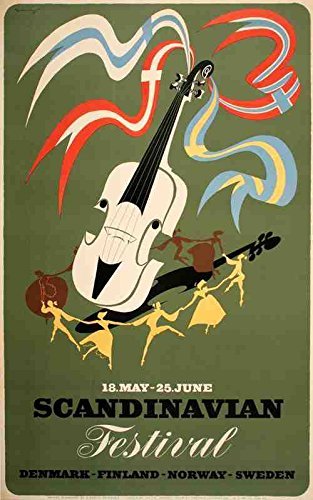 Reproduction Vintage Look Metal Sign 12"x16"Scandinavian Music Festival 1955 Sweden Dance Violin Folk Sign,Vintage Retro Home Decoration Metal Signs Art Decor Tin Sign for Home Retro Vintage Bar Signs