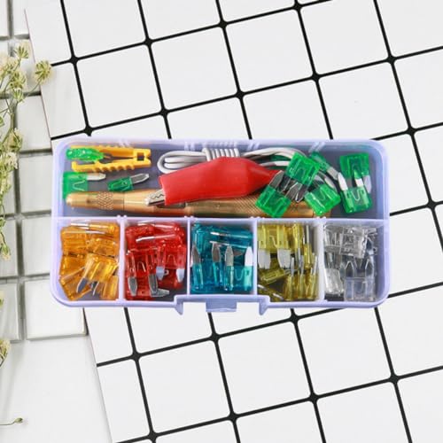 Kit de fusibles para auto con probador, 60 piezas, 5-30 A, zinc y plástico, set de repuesto miniatura 7
