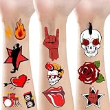 ATSMOICY 420 Pieces Rock and Roll Temporary Tattoos - 80s 90s Party Supplies Musician Guitar Rap Birthday Party Favors Decorations Tattoo