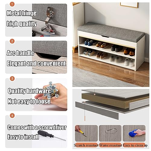 Banc de rangement pour chaussures compact avec portes rabattables - 7