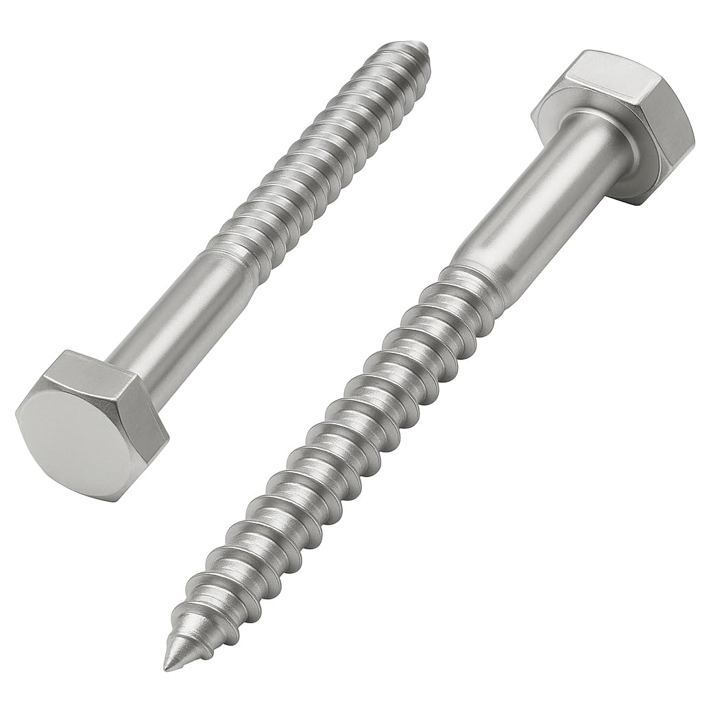 1/2" x 6" Hex Head Lag Screws, 304 Stainless Steel 18-8, Partially Threaded - Heavy Duty Wood Screws by IMSCREWS
