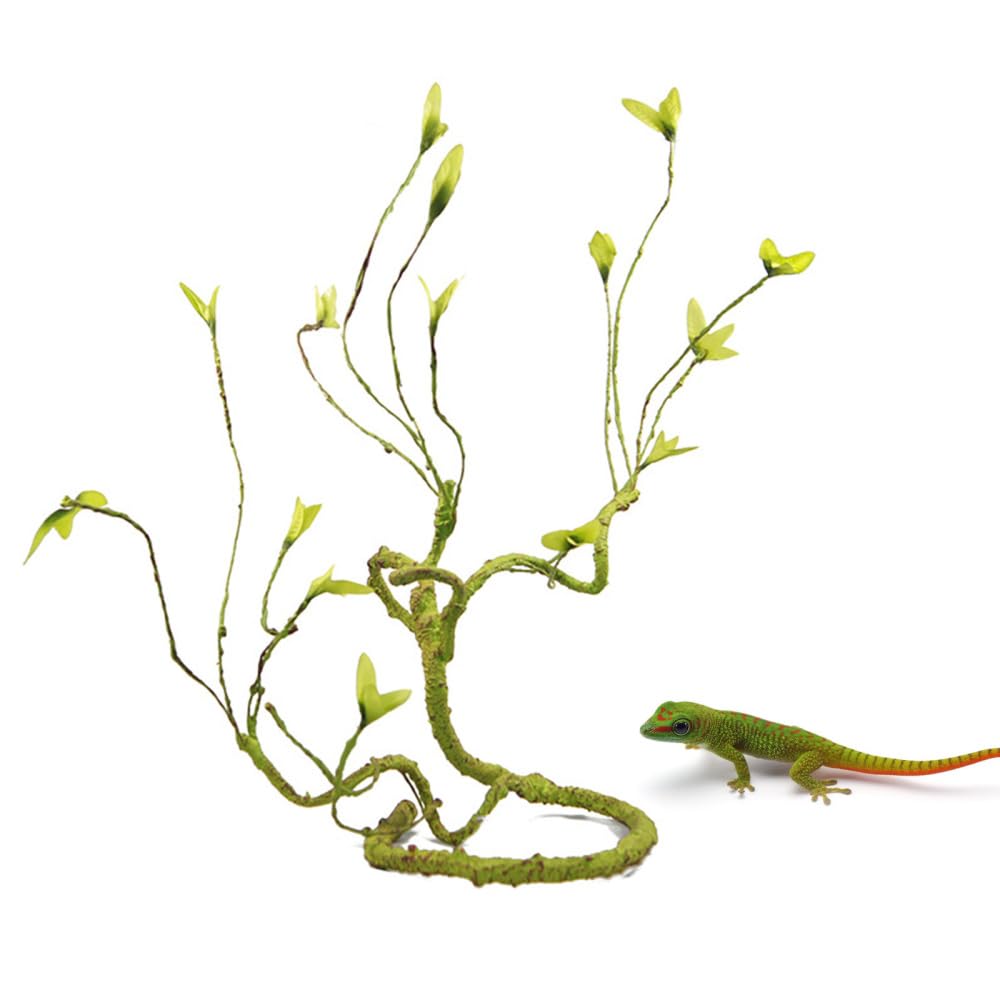 Dongker Green Reptile Terrarium Decor Branch,3.3Ft Reptile Climbing Branches Flexible Chameleon Cage Vines For Reptiles Lizard Gecko Frog Bearded Dragons