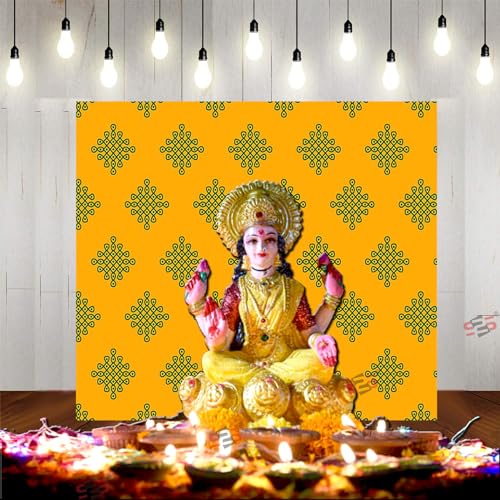 Image of S2S Fabric Backdrop Cloth for Pooja Decoration Traditional, Background Decoration Cloth for Pooja Background Curtain Cloth for Festival Fabric 5 Feet Height & 5 Feet Width MUGGU Small Mango