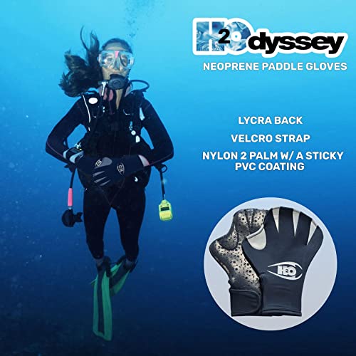 H2ODYSSEY 2mm Neoprene Paddle Gloves - Stretch Material Super Flexible Scuba Gloves (Large)