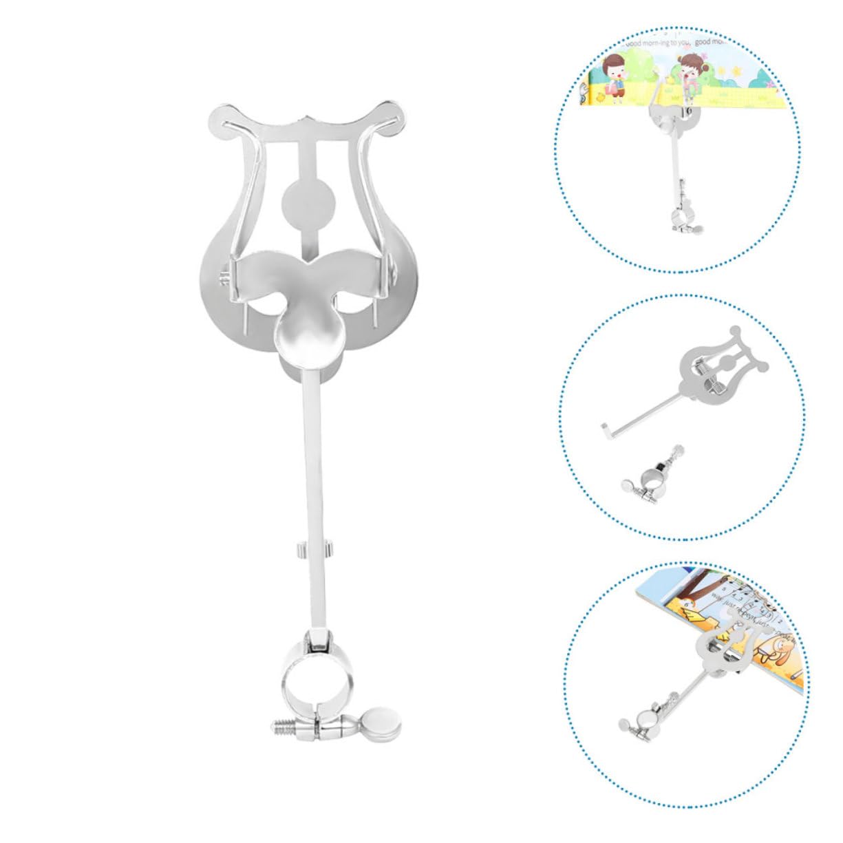 ifundom 3stücke Piccolo Tragbarer Notenständer Mit Verstellbarem Knopf Stabiler Klemme Und Elegantem Design Für Bequemes Üben Und Von Partituren Unterwegs