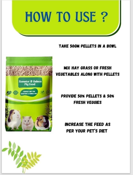 ON'ELINK MALL Hamster and Guinea Pig Pellet Food,Nutritionist Choice, for All Stages of Life, Fortified with Essential Vitamins and Minerals-500 Gm Pouch