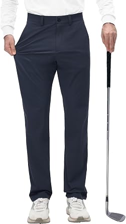 Surenow Mens Golf Pants Quick Dry Lightweight Slacks Stretch Work Casual Pants 30"/32"/34" Travel Trousers with Multi Pockets