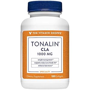 The Vitamin Shoppe Tonalin CLA 1000mg Softgel, Conjugated Linoleic Acid 740mg from Safflower Seeds – Supports Reduction of Body Fat (180 Softgels)
