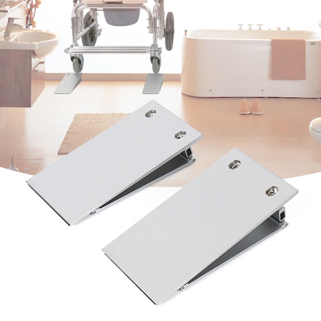 Rampa de Aluminio para Umbral, Rampa Portátil para Silla de Ruedas, Rampa Antideslizante para Minusválidos de Altura Ajustable para Escaleras de Casa, Baño, Cocina