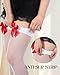 Syhood Valentine's Day Women's Satin Bow Accent Fishnet Thigh High Fashion Stockings for Daily Wear Party Costumes(White with Red Bow)