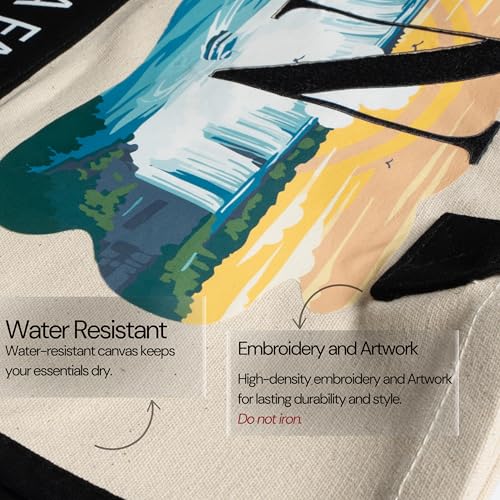 Image of Salt Earth Cotton Canvas Tote Bag - Alcatraz Island Landmark Design with Custom Initial, Durable Shoulder Bag for Women