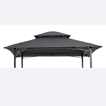 8 x 5 Grill Gazebo Replacement Canopy, Replacement Canopy Top Cover, Double Tiered Replacement Canopy, BBQ Gazebo Roof Top, Gray