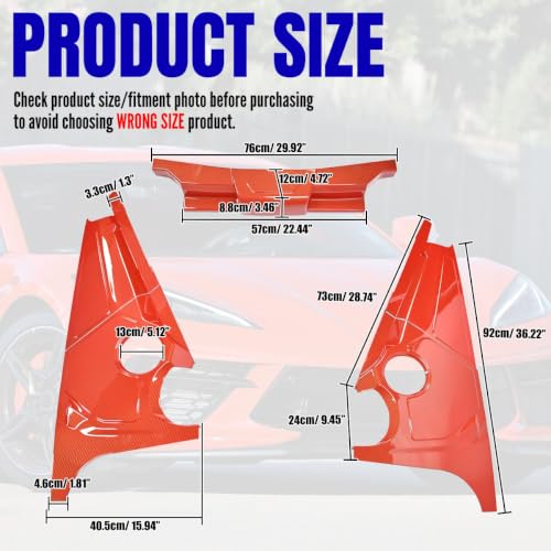 Image of Red Rear Engine Compartment Surround Overlay,Carbon Fiber Pattern Engine Bay Panel Cover Trim Side Panel Engine Bay Dress Up Kit for Corvette C8 Stingray Z51 2020+,for C8 Z06 /E-Ray 2023+