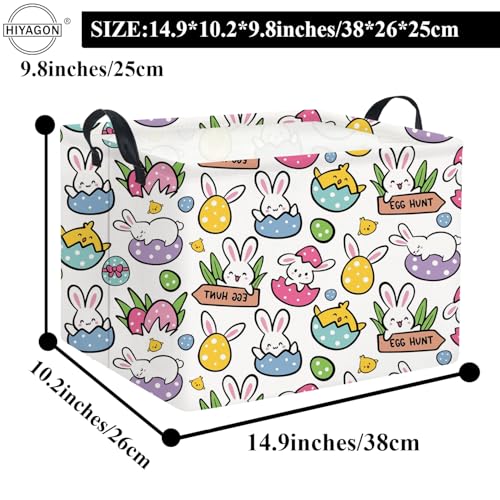 Image of Rectangular Easter Gift Basket Kids Storage Organizer Bins Bedroom(Cartoon Easter Bunny)