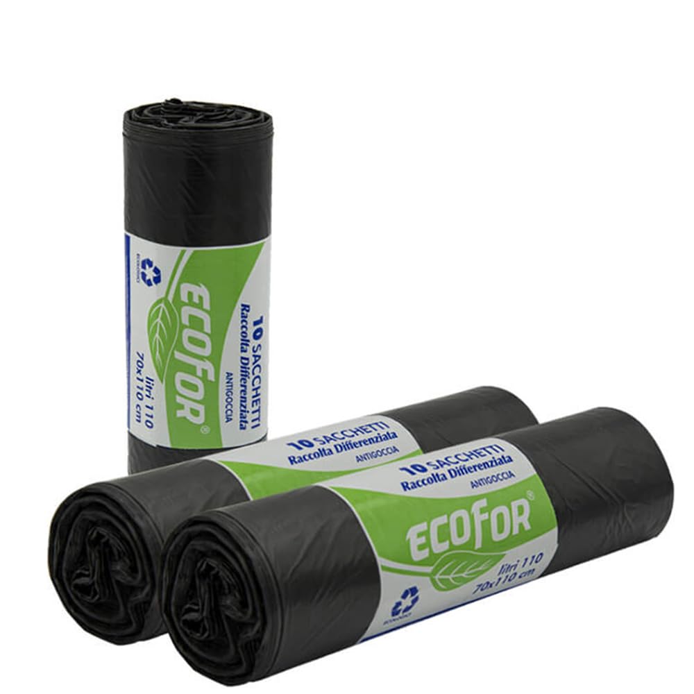 Virsus Bins Liners Bin Bags Colour Black for Waste Separation 70 x 110 cm (110 Litres) Pack of 100