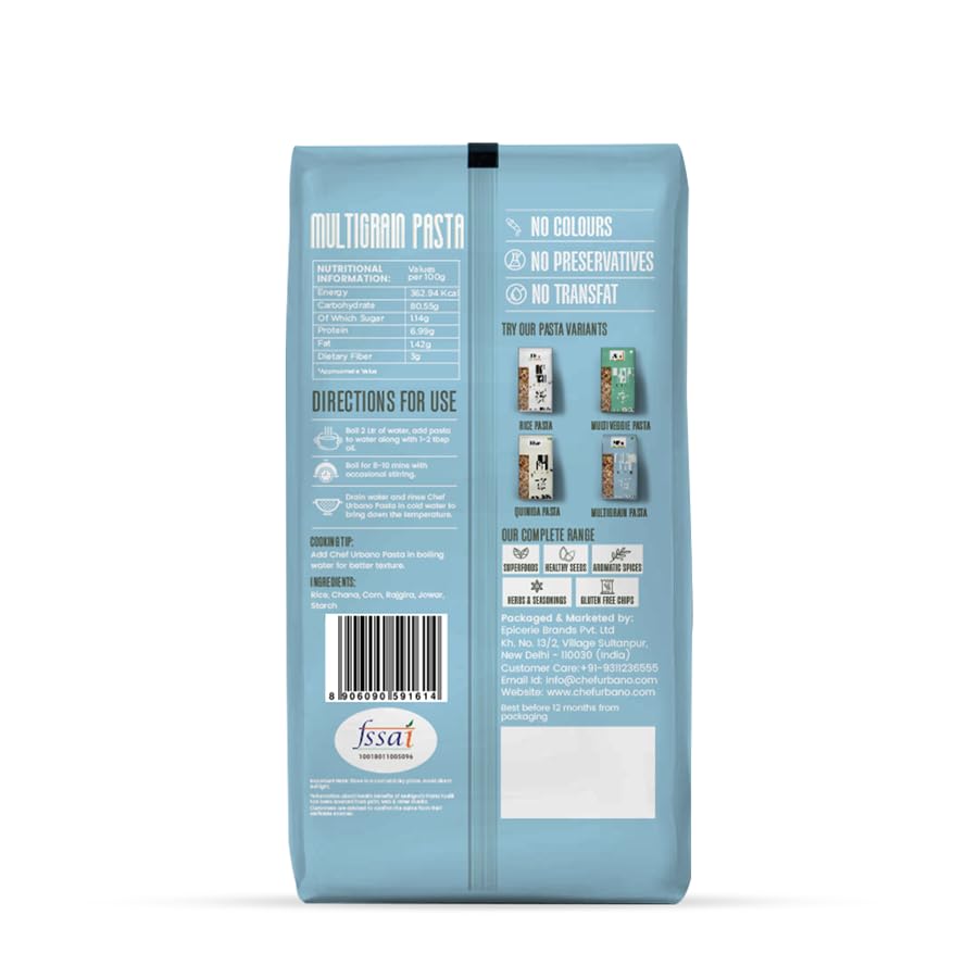 Image of Chef Urbano Gluten Free Multigrain Fusilli Pasta 250 Gms | No Maida | No Wheat | No Transfat | Healthy Pasta | High Fibre | High Protein