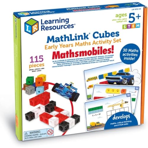 Learning Resources Kit d’activités de mathématiques élémentaires avec Cubes MathLink : mathsmobiles de, à partir de 5 Ans.