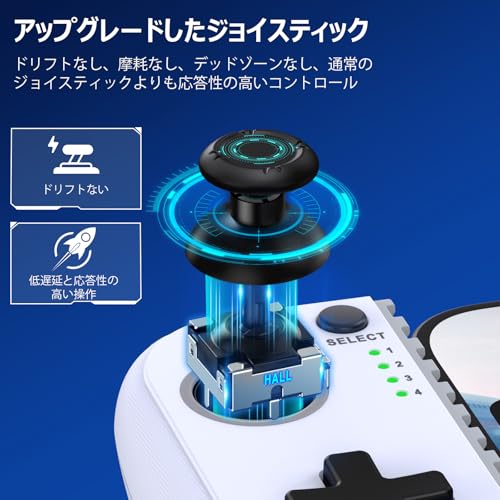 スマホコントローラー IOS/Android両用 RGBライトBluetooth モバイルゲームコントローラー 伸縮型 Xbox Cloud/Steam Link/GeForce Nowゲームなどに対応 600mAhバッテリー低遅延 白