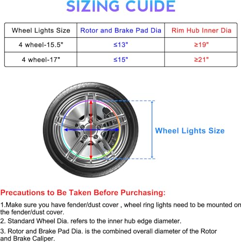 17inch Double Row Wheel Ring Light Kit w/Turn Signal and Braking Functionand Can Controlled by Remote and app Simultaneously with Lock Function