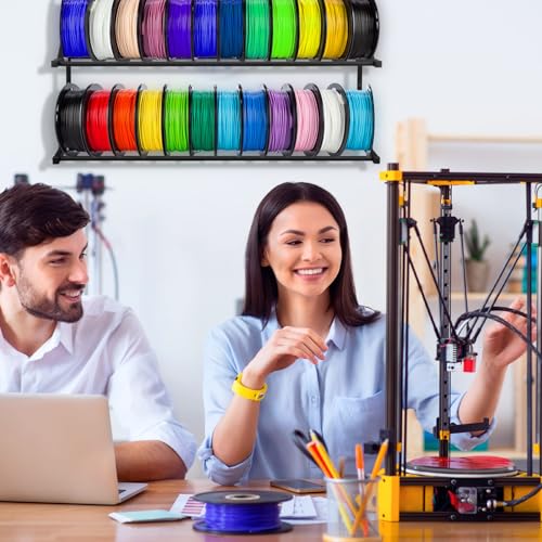 Image of Upgrade 3D Printer Filament Storage Rack - Holds 24 Rolls, Heavy Duty Wall Bracket Shelves for ABS /PLA /TPU /Nylon Accessories, Spool Holders
