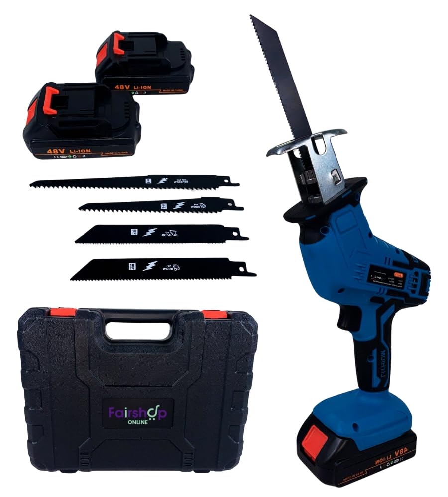 Sega a Gattuccio, Seghetto Portatile a Batteria, Motore Brushless da 2800 SPM, Doppia Batteria 48V, Set di 4 lame versatili, Valigetta