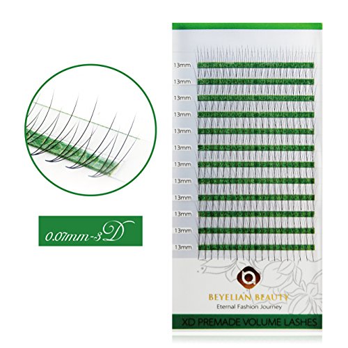BEYELIAN 3D Premade Volume Eyelash Extensions Fans Lashes Individual False Eyelashes Ultra Natural (0.07mm 13mm C Curl 228 pcs)