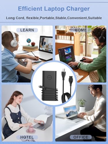 Image of 165W USB C Laptop Charger Compatible with Dell Pro 16 14 13 Precision 3581 3580 5690 5680 XPS 17 9720 9730 Inspiron-14 16 Plus 7640 7430 Latitude 7640 5540 Official Replacement Power Adapter