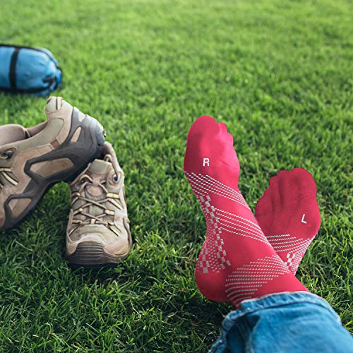 Techware Pro Ankle Compression Socks - Plantar Fasciitis Sock & Foot Support (M, Pink/White) #TOP3