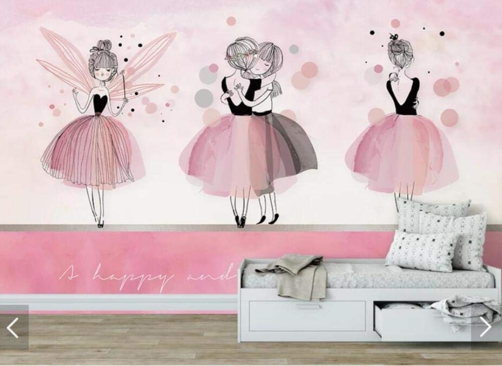Papier peint rose chambre 3D intissé WLLLO pour décoration murale grand format 350x245 cm