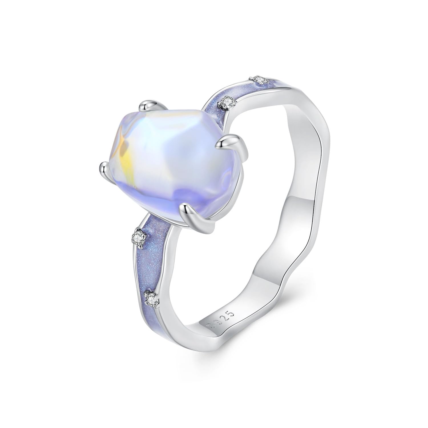 Bague de pouce en argent sterling 925 et pierre de lune véritable de qualité