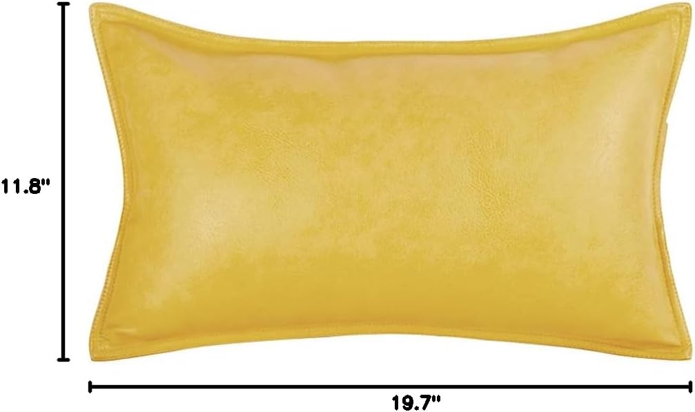 Creative Rectangular Sofa Pillows, Leather Sofa Decorative Plush Cushion Waist Pillow Decorative Throw Pillows with Core (Light Yellow, 30×50CM/11.8"×19.7")