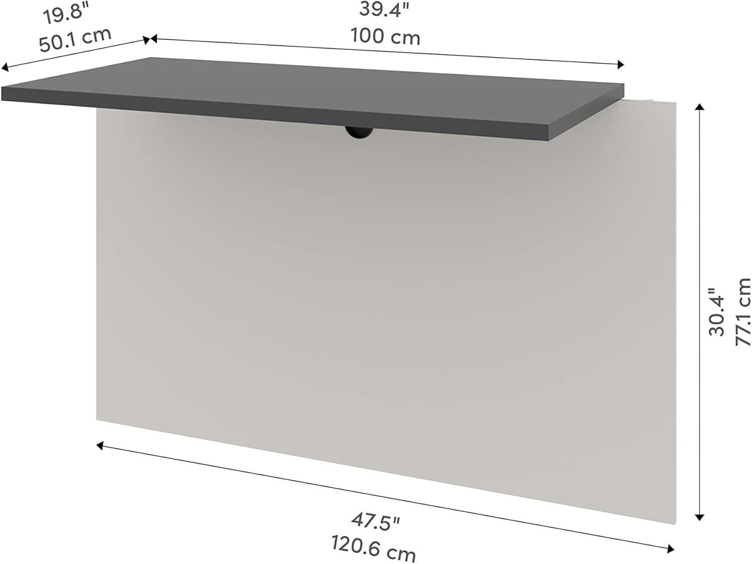 Scranton & Co Bridge for Computer Desk Set, 39.4" W x 19.8" D x 30.4" H, Melamine Work Surface, Sandstone and Slate Finish, Durable Office Desk Connector with Shelves and Drawers