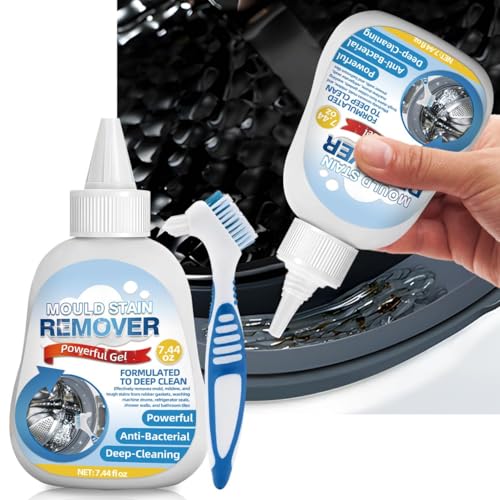 Mould Remover Large Capacity Mould and Mildew Remover Gel for Washing Machine Seals Bathroom Grout Shower Tile Kitchen Sink & Stains (220ml)