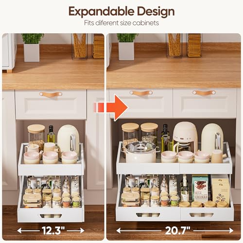 Nacial 2 Tier Pull Out Cabinet Organizer Expandable 12 3 20 7 W White - image 4