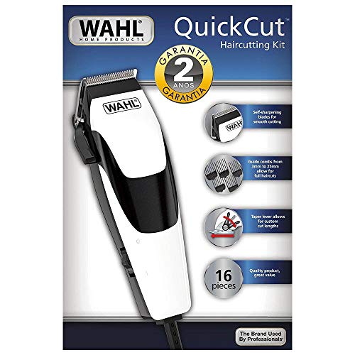 Máquina Para Cortar Cabelos Wahl QuickCut, 93142455, Branca e Preta