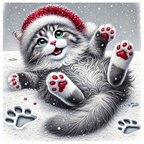 DPDAKIT Cat Diamond Painting Kits for Adults Diamond Art Kits for Beginner DIY 5D Round Full Diamond Dots Paintings for Home Wall Decoration Gift 12x12inch