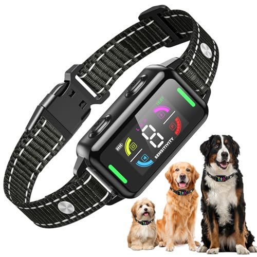 Collar Antiladridos para Perros, 4 Modos + 8 Niveles de Sensibilidad, Impermeable IP67, Antiladridos y Antiaullidos para Perros, Recargable, para Detener los Ladridos Grande Mediano Pequeño