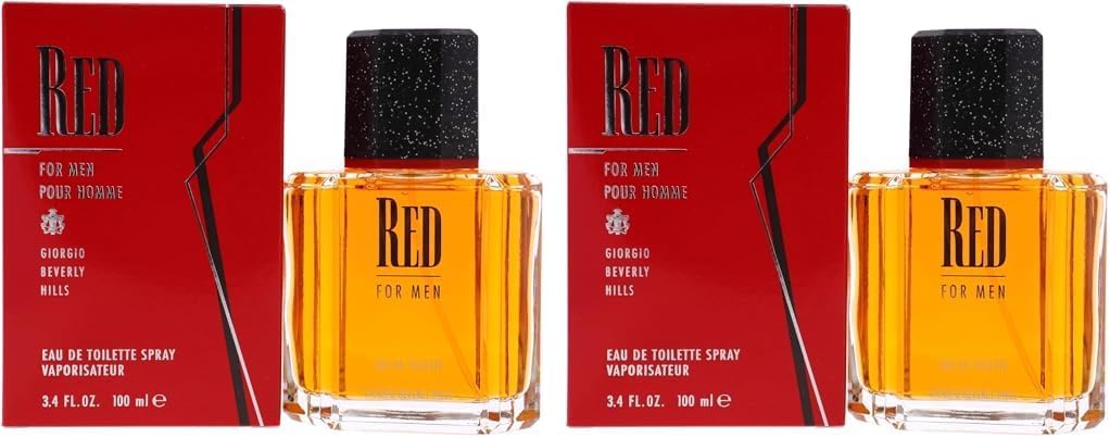 GIORGIO BEVERLY HILLSMen's Cologne, Red, Eau De Toilette EDT Spray, 3.4 Fl Oz (Pack of 2)