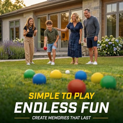 Image of GoSports 90 mm Bocce Ball Sets - Outdoor Lawn Game - Composite or Resin