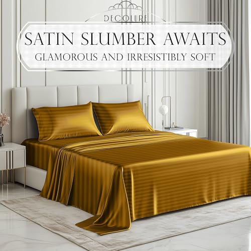 Image of DECOLURE Satin Sheets King Size | Softer Than Silk | Luxury 4 Pc Bed Set