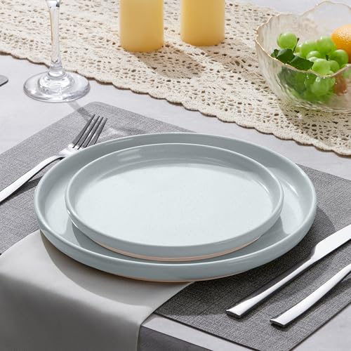 Image of LIANYU Stoneware Dinner Plates Set of 4, 10.5'' Large Round Ceramic Plates, Dessert Serving Dishes Set for Kitchen Dining, Oven, Microwave & Dishwasher Safe, Scratch Resistant, Glacier Gray