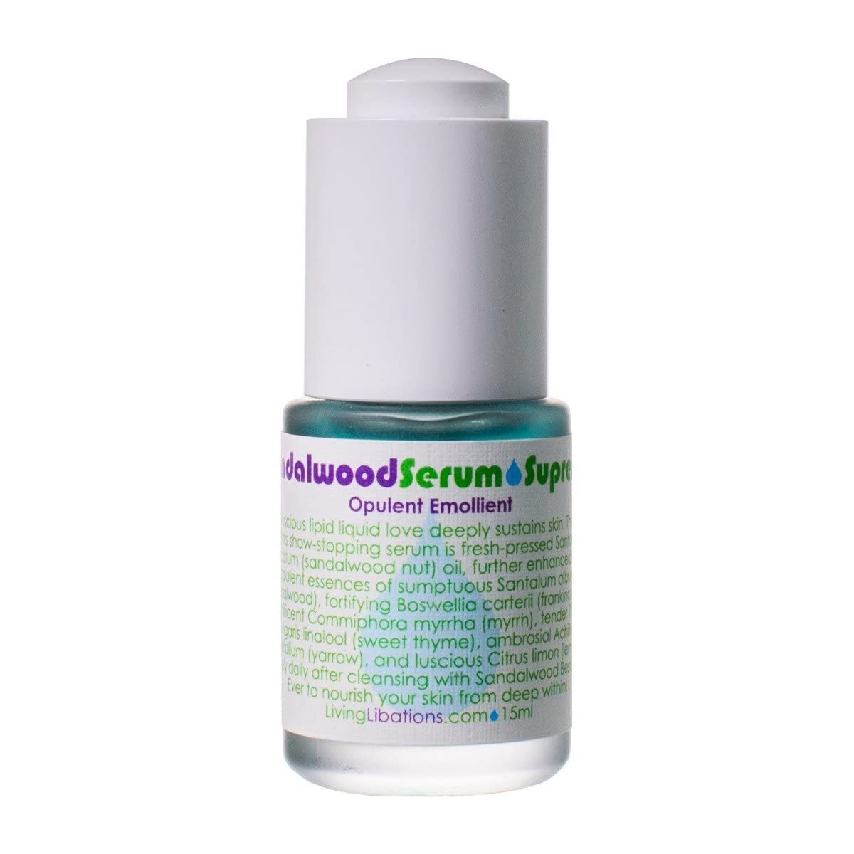Living Libations - Organic Sandalwood Face Serum Supreme | Natural, Wildcrafted, Clean Beauty (.5 fl oz | 15 ml)