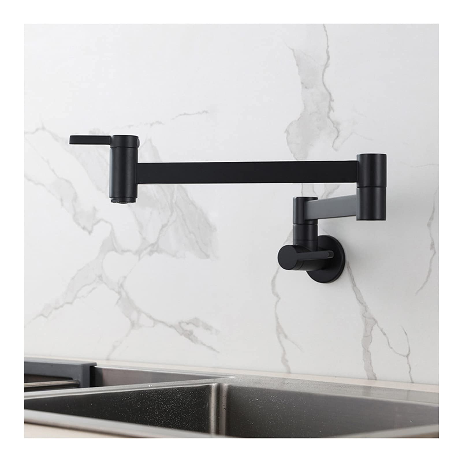 Robinet de cuisine en laiton noir mat au design pliable chic pour fenêtre