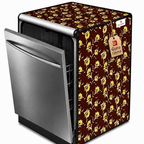 Image of Waterproof Dishwasher Cover for 12 to 15 Place Setting | Suitable with Bosch, LG, IFB, Hafele, Faber & More | Dustproof Appliance Protector Zip Cover Universal Fit-(63X63X88cms Design 3)