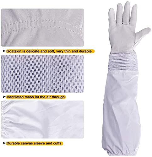 Kyowoll Bienenzucht Handschuhe - Imkerhandschuhe mit Ziegenleder mit Belüftetem Lange Ärmel Handgelenken,Bienenhaltung… – Bild 8
