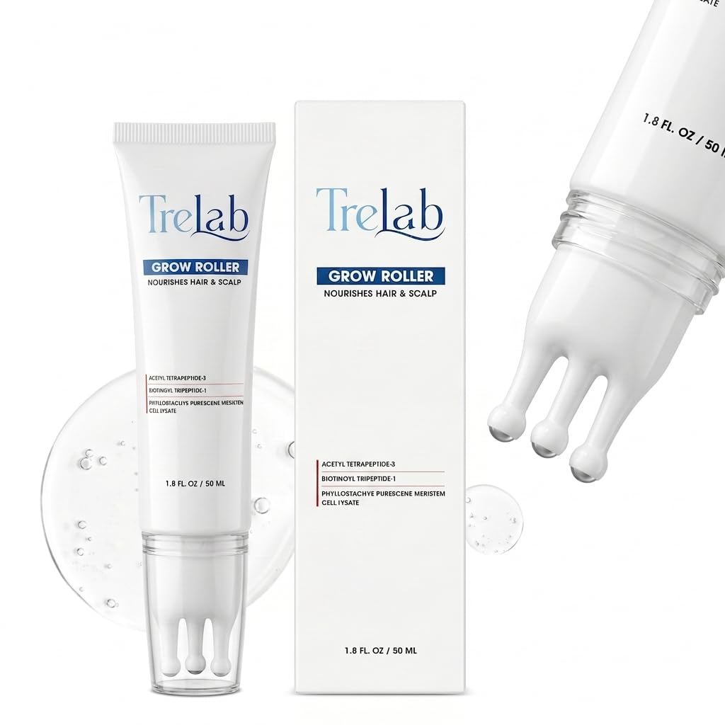 Hair Growth Roller Serum, Triple-Ball Metal Applicator, Peptide Scalp Serum for Men & Women, Cooling Roll-On for Thinning Hair, Hair Density Support, 1.8 Fl Oz/ 50ml