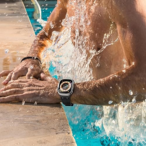 WINGLE AP Luxury Bands for Apple Watch Band Ultra 2 Band Ultra 49mm 46mm 45mm 44mm 42mm Men Women Series 10 9 8 7 SE 6 5 4, Silicone Rubber Metal Adapter Sport Bands for iWatch 3 2 1 - Image 9