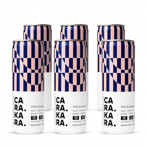 Image of Carakara Focus Forward | Yerba Mate Natural Caffeine + L-Theanine Drink | Focus, Energy & Mental Clarity | Zero Sugar | Watermelon + Yuzu Lemon | 250ml x 6