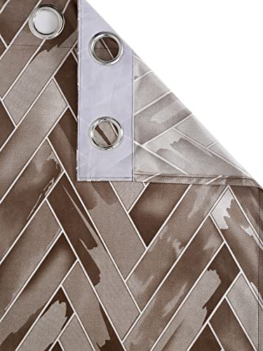 Image of Home Sizzler 1 Piece Geometrical Panel Eyelet Polyester Long Door Curtain - 9 Feet, Brown
