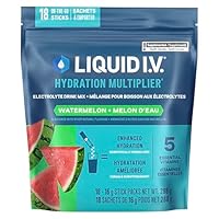 Liquid I.V. Hydration Multiplier Electrolyte Drink Mix - Enhanced Hydration Electrolyte Powder with Vitamins B3, B5, B6, B12 and C -18x On-the-go Sticks for Workout and Travel - Watermelon